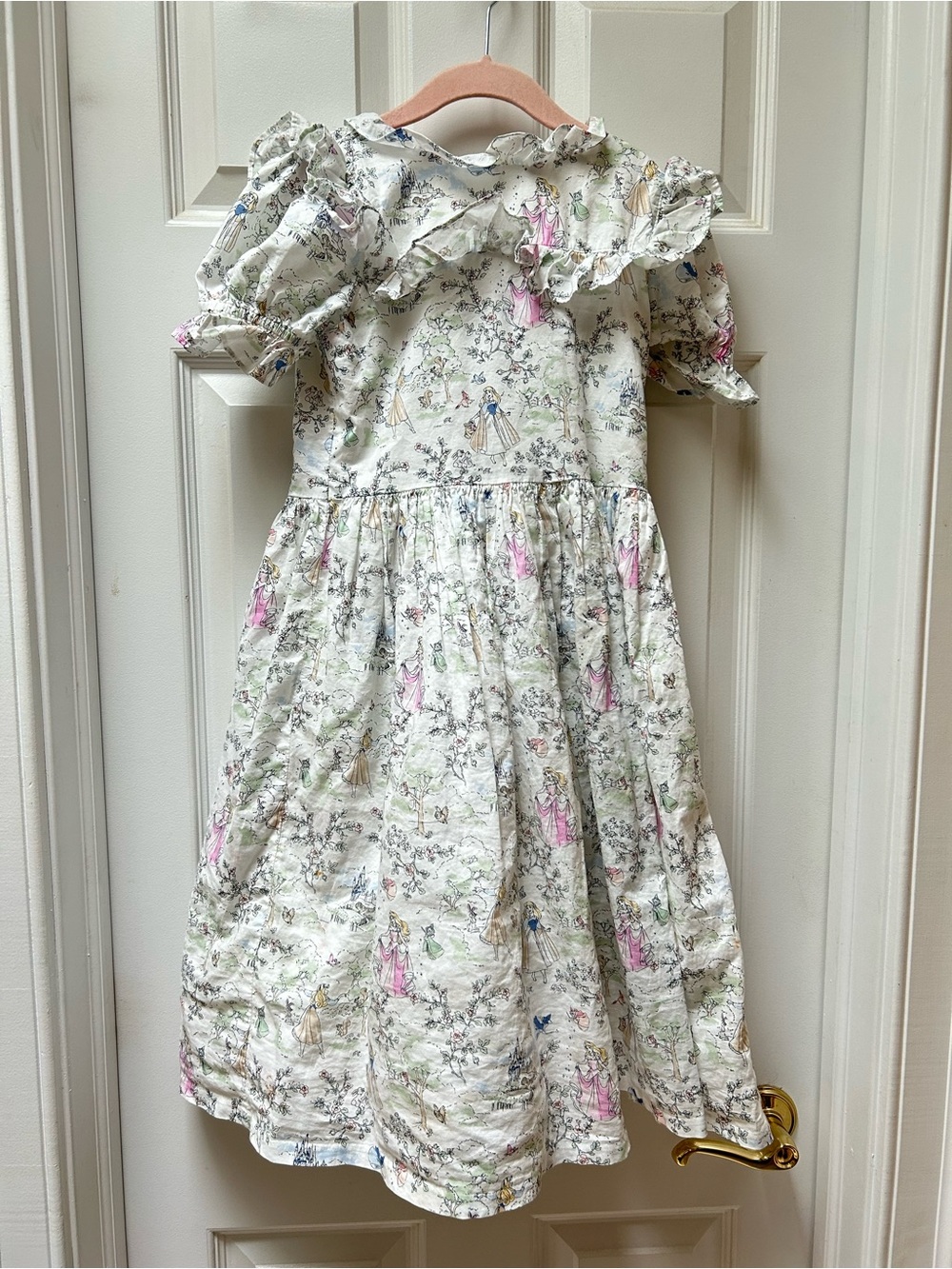 Janie and Jack Cream Disney Princess Storybook Ruffle Dress